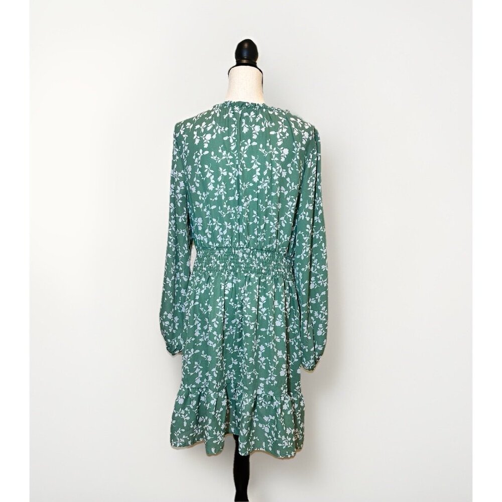 Steve Madden Dress Women’s Size XL Green Floral Print Midi Ruffle Stretch Waist - Picture 2 of 14